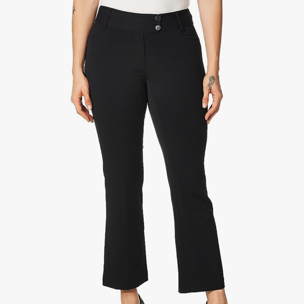 Rafaella Women's Plus Curvy Fit Gabardine Bootcut Stretch Dress Pants